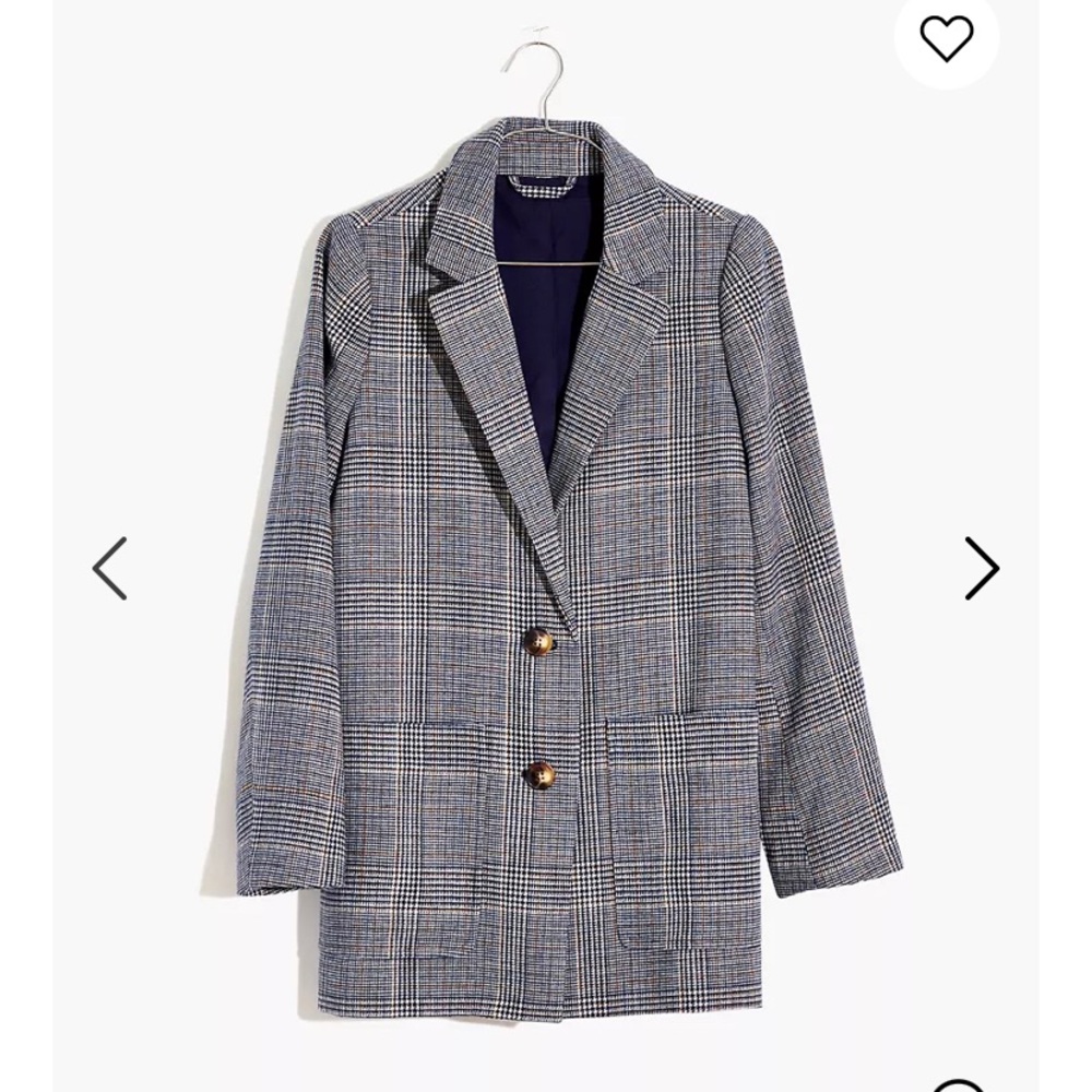 NWT Madewell Dorset Blazer in Navy Glen Plaid